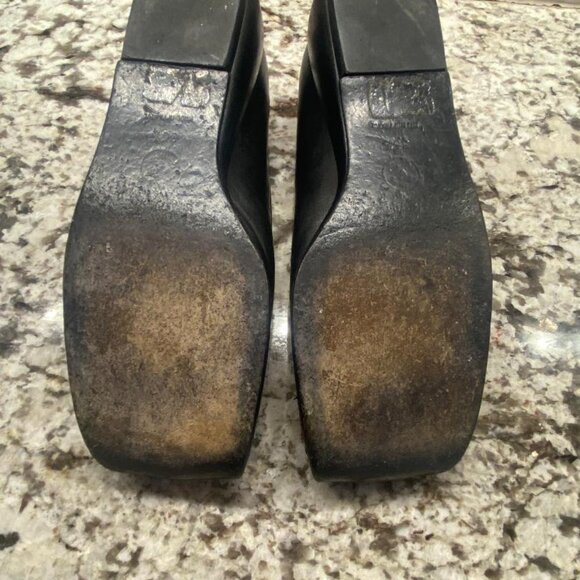 CHANEL Black leather Shoes Women Size 36.5 Euro (6.5 US) Wedge Slip on - Picture 5 of 5